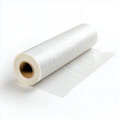 Fototapeta premium Translucent White Protective Film Roll on White Background