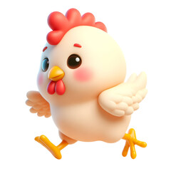 Cute 3d chicken isolated on white background