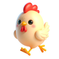 Cute 3d chicken isolated on white background