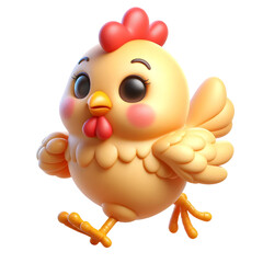 Cute 3d chicken isolated on white background
