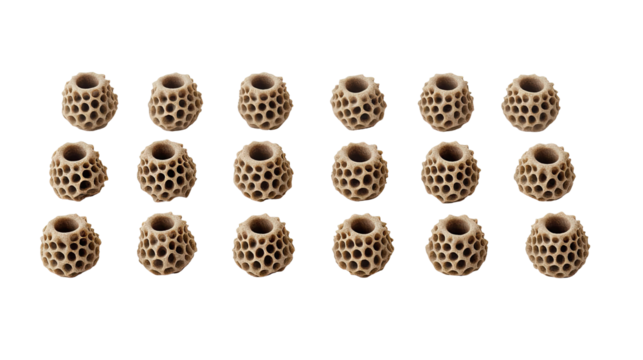 Beige, textured spheres