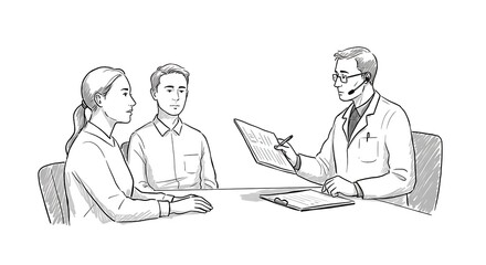 black and white minimalist sketch, person receiving mental health support from professional, hand drawn style, subject on left, copy space on right