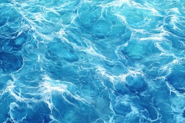 Fototapeta premium Azure ocean surface, dynamic waves, light-blue hues, detailed texture, water patterns