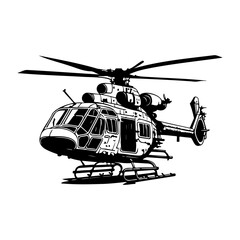 Monochromatic rendition of an aircraft emphasizing its design and functionality