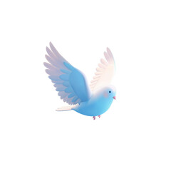 Fototapeta premium 3D realistic dove, pigeon flying on a white background. Image for celebration, religion, symbol, mascot concepts. Vector illustration.