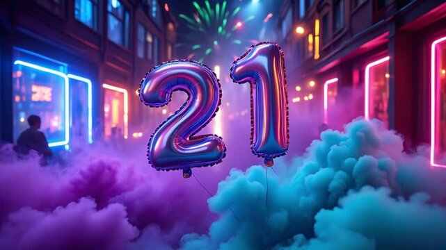 21st Birthday Celebration: Neon Lights and Fireworks