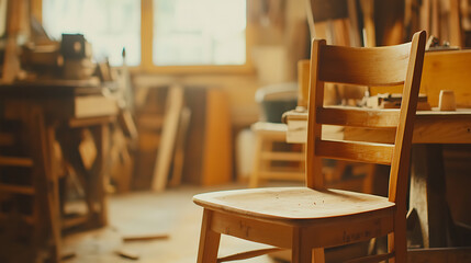 Wooden Chair in a Carpentry Workshop