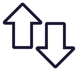 Outline icon of up and down arrow isolated on white background.