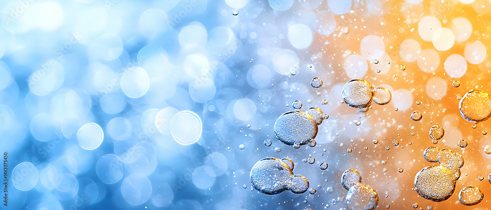 Poster abstract bokeh background with water drops and gradient colors