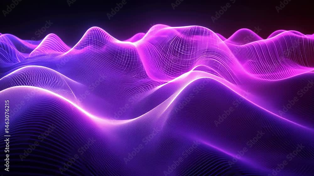 Poster mesmerizing abstract waves smooth and flowing digital design in vibrant purple and pink backgrounds,