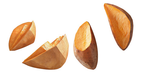 Fresh Sweet Potato Slices on White Background with Natural Texture Isolated Transparent Background