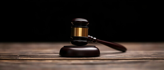 Dark Wooden Gavel On Wooden Background