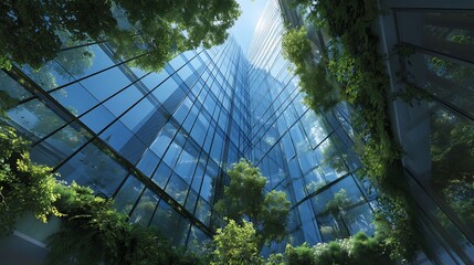 Glass Skyscraper with Integrated Greenery