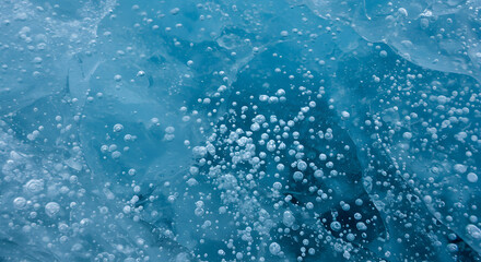 Obraz premium Frozen Splendor Abstract Detail Of Ice With Entrapped Air Bubbles