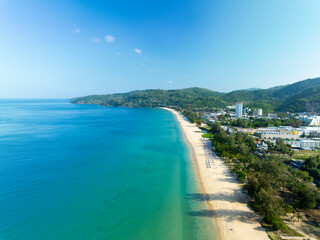 Aerial view seashore landscape background,Amazing nature seascape coast at Phuket island Thailand