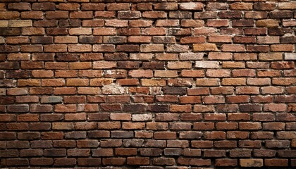 Obraz premium old brown brick wall background wide high resolution textured banner
