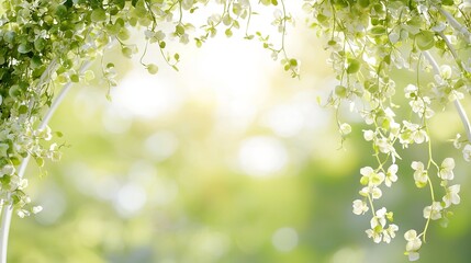 Lush Greenery Arch with Fresh Leaves in Soft Natural Light