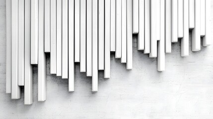Fototapeta premium Abstract Composition of Vertical White Strips on Light Gray Surface