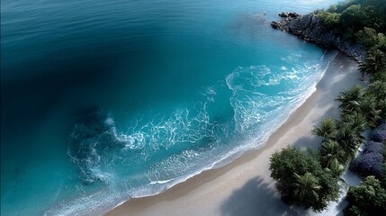 Tranquil Beach Scene, Aerial View
