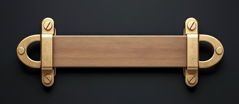 Elegant blank nameplate with golden brackets for personalized signage and branding