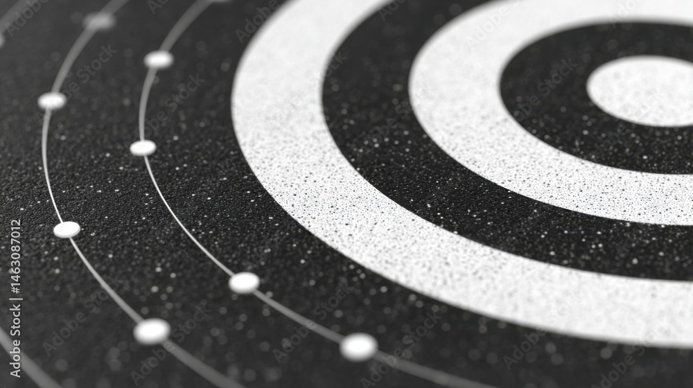 Aufkleber abstract black and white target design with circular lines and spheres