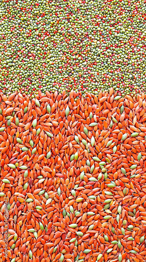 Poster recycled paper texture with embedded seeds