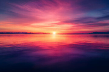 Obraz premium Serenity at Sunset: A Landscape of Tranquil Reflections and Majestic Mountains