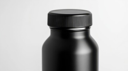 Sleek Black Matte Aluminium Bottle Mock Up on White Background for Stylish Hydration