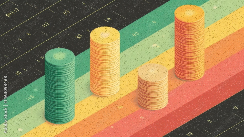 Aufkleber Abstract illustration of colorful stacks representing data visualization and analysis