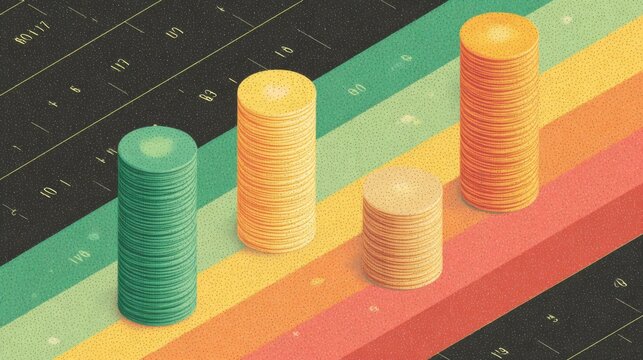 Abstract illustration of colorful stacks representing data visualization and analysis - Powered by Adobe
