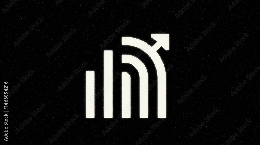Aufkleber abstract white graphic of rising growth and progress on a black background