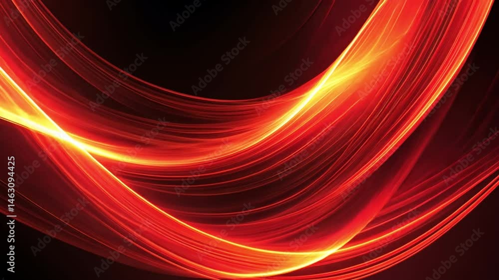 Poster dynamic red light trails glowing abstract background with energy, movement, and smooth curves evokin