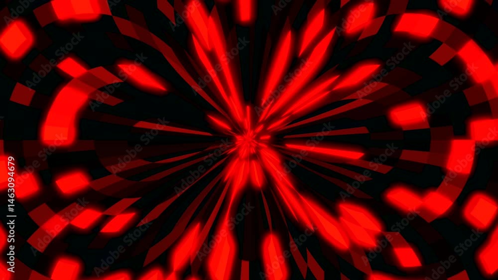 Poster red glowing and flashy abstract shapes in fast motion on a black background