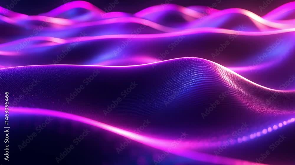 Poster mesmerizing abstract waves of purple and blue light smooth movement and depth evoking tranquility an