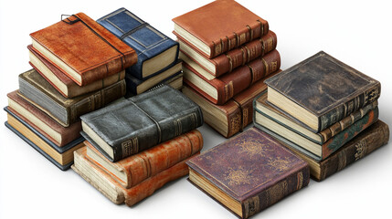 bundle of books on isolated white background.ai generative
