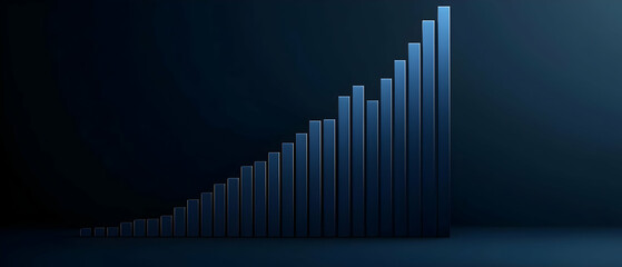 Fototapeta premium Dark Blue Bar Graph Showing Progress