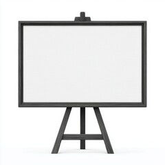Blank white canvas on wooden easel isolated on white background for presentation