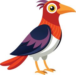 Colorful Exotic Bird Vector Illustration on White Background.
