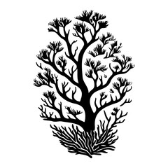 Obraz premium Elegant black silhouette of a tree, intricately detailed, against a white backdrop