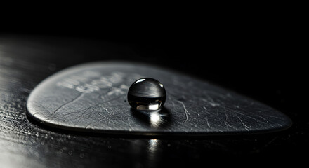 Captivating Water Drop Resting On Textured Surface In Moody Lighting