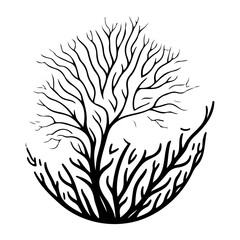 Stylized arboreal silhouette against a bright backdrop for decorative design