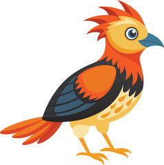 Colorful Exotic Bird Vector Illustration on White Background.