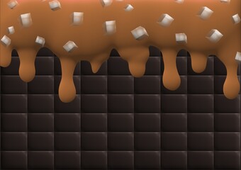Vector illustration of ice cream with melted chocolate flavor with nata de coco. Perfect for wallpapers, assets, etc.