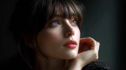 Woman gazing thoughtfully