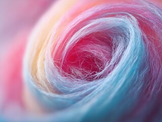 Naklejka premium Close-up swirl of colorful spun sugar candy.