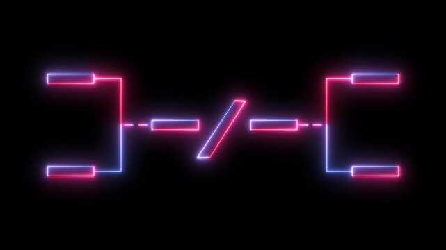 glowing neon or outline championship single elimination tournament .isolated on neon