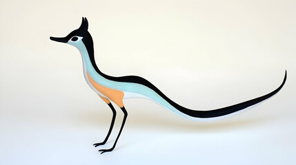 Fototapeta premium Stylized long-necked creature, profile view, light background, artistic sculpture, ideal for design
