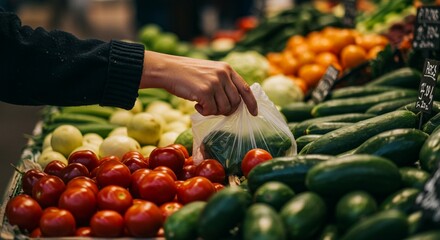 Close-Up of Hand Selecting Fresh Produce at Market