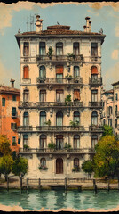 Venetian building facade overlooking a canal