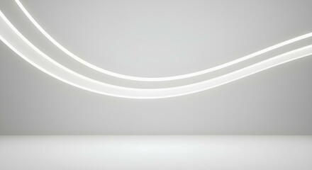 Curved White Exhibition Wall with Floor Space